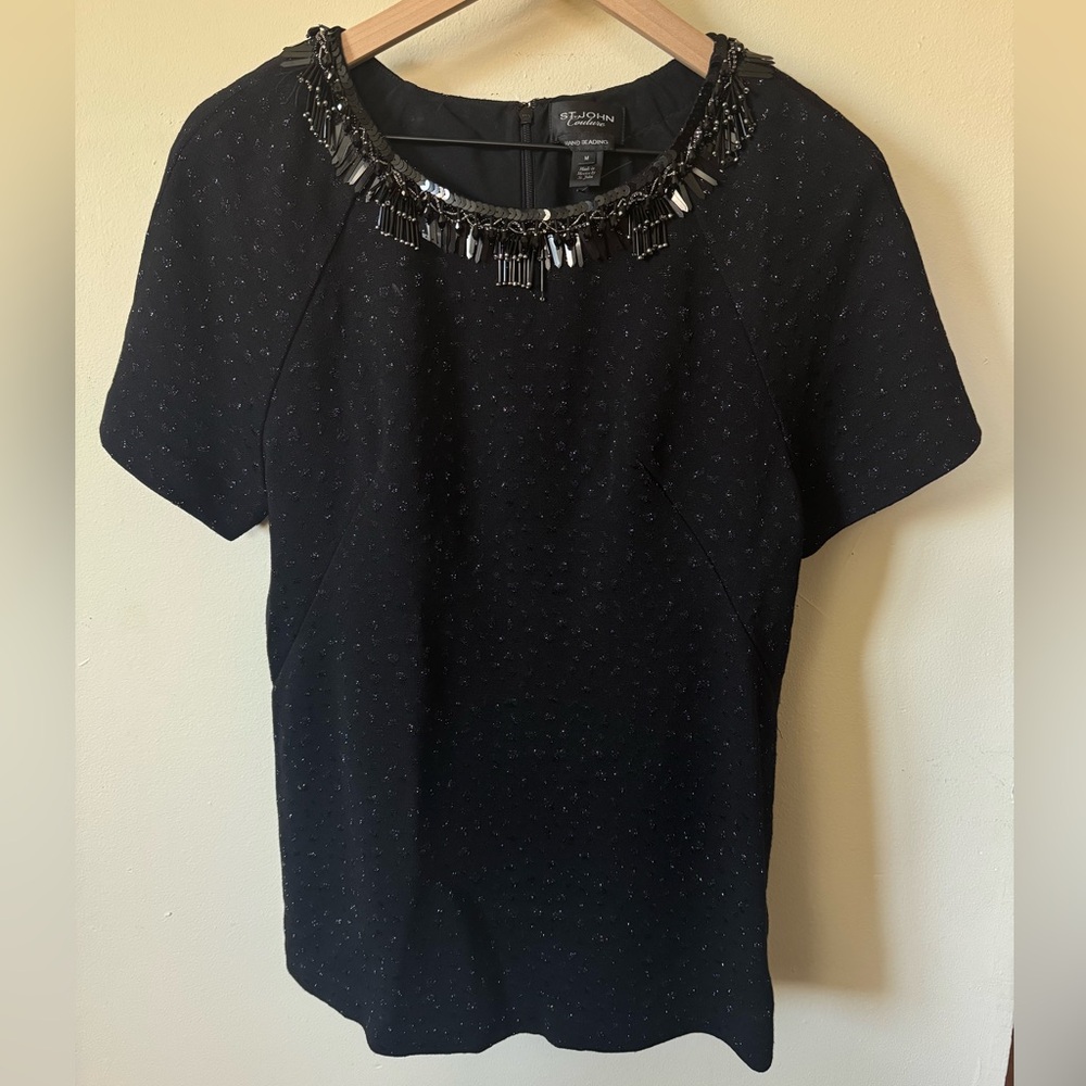 ST JOHN COUTURE HAND BEADED TOP SIZE MEDIUM - Picture 3 of 5